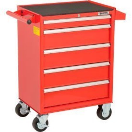 GLOBAL EQUIPMENT Global Industrial„¢ 26-3/8" x 18-1/8" x 37-13/16"  5 Drawer Red Roller Tool Cabinet W26-5XL RED